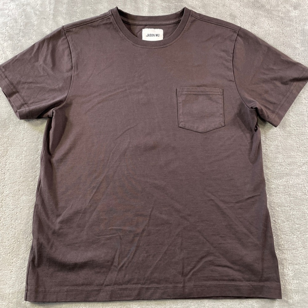Jason Wu T Shirt Tee Mens Medium Brown Pocket Short Sleeve Crew Neck Casual